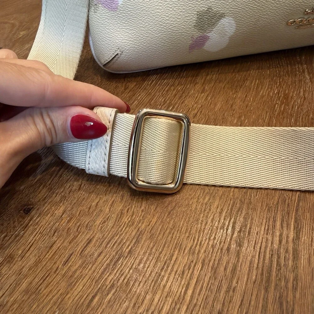 Coach 37588 Taylor Beachwood Floral Leather Crossbody Bag Beige Medium